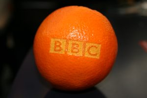 BBC logo on an orange
