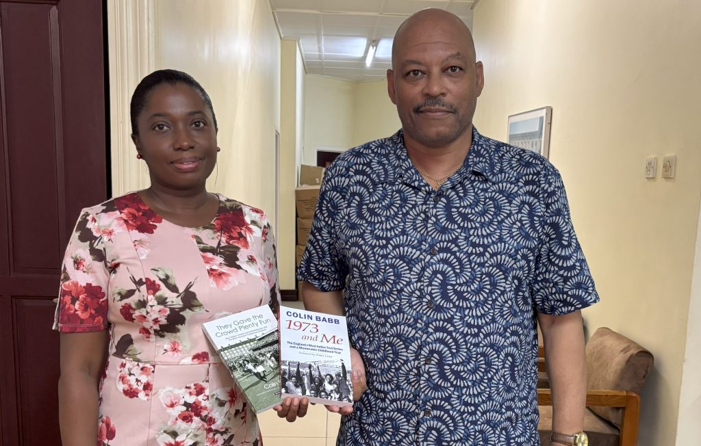 Colin Babb and Lesa Gilgeous, Head of Reference Department, National Library of Guyana