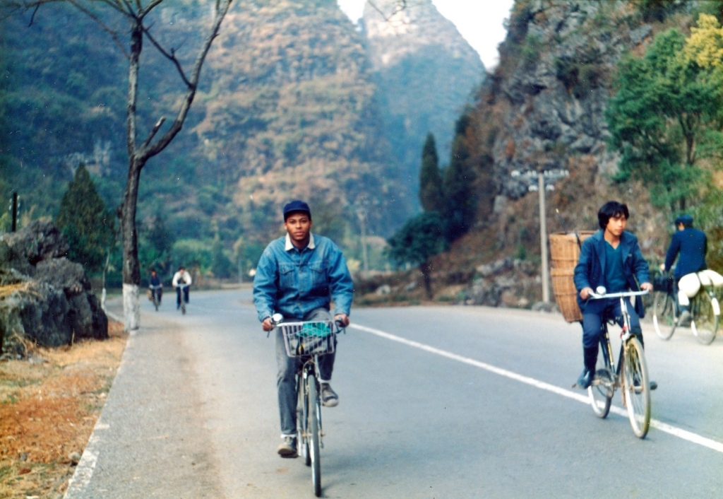 Colin Babb cycling in China, 1990